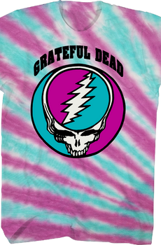 Tie Dye Lightning Skull Logo Grateful Dead T-Shirt