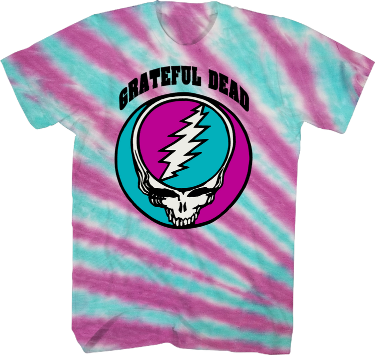 Tie Dye Lightning Skull Logo Grateful Dead T-Shirt