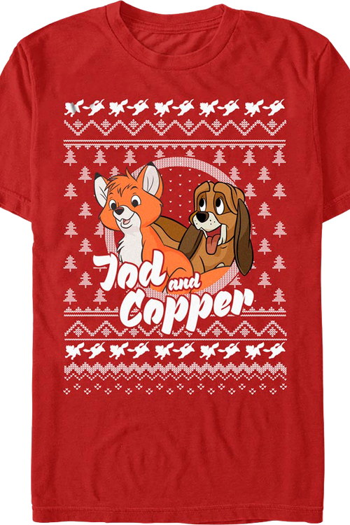 The Fox and the Hound Faux Ugly Christmas Sweater Disney T-Shirt