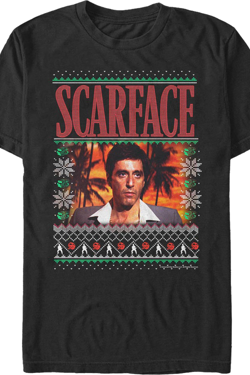 Tony Montana Faux Ugly Christmas Sweater Scarface T-Shirt