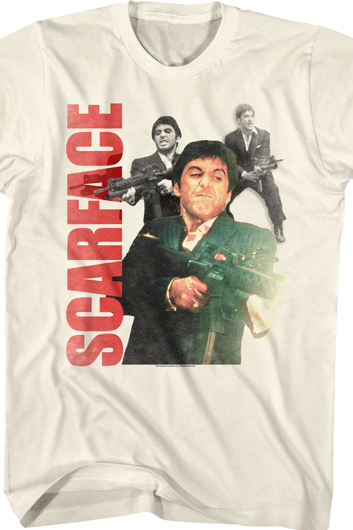Tony Montana Shooting Collage Scarface T-Shirt