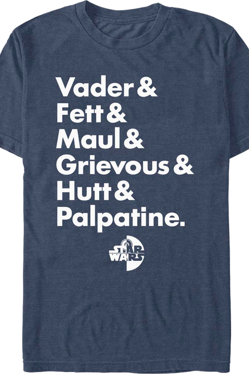 Villain Names Star Wars T-Shirt