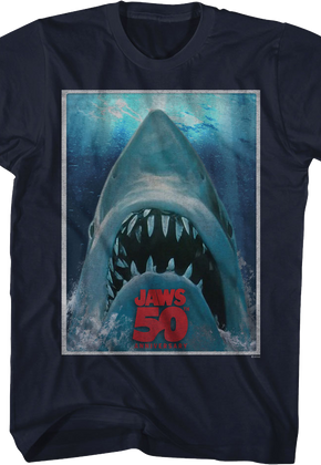 Vintage 50th Anniversary Poster Jaws T-Shirt