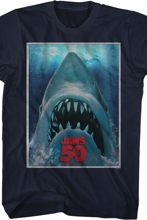 Vintage 50th Anniversary Poster Jaws T-Shirt