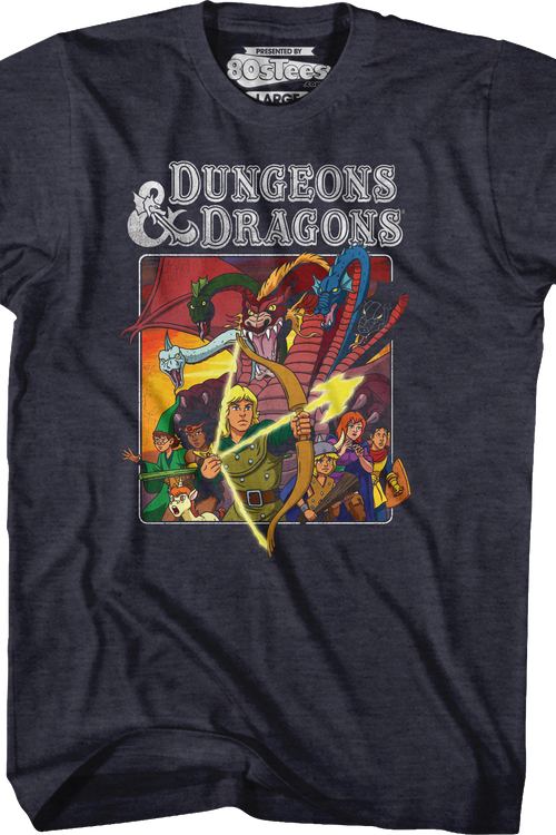 Navy Heather Cartoon Characters Dungeons & Dragons T-Shirt