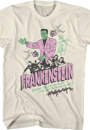 Vintage It Comes To Life Illustration Frankenstein T-Shirt