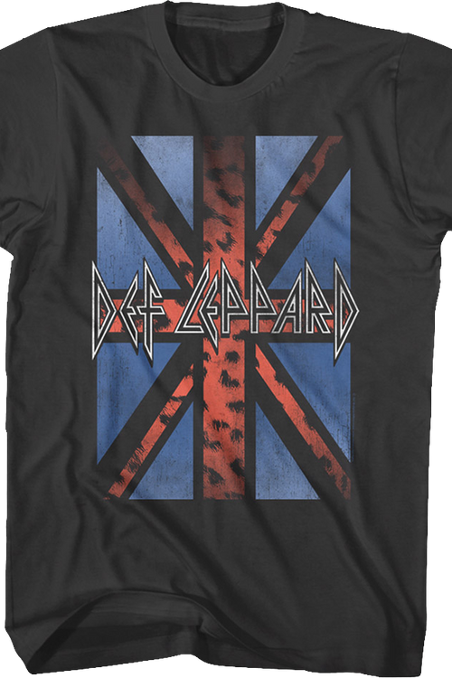Vintage Leopard Print Flag Def Leppard T-Shirt