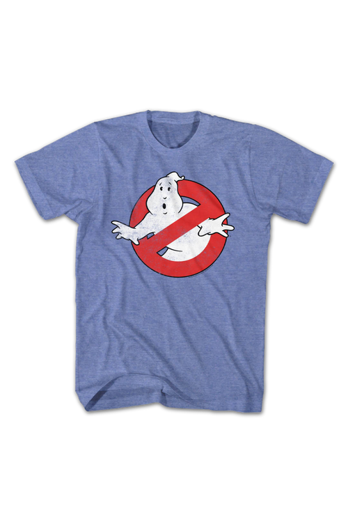Light Blue Heather Vintage Logo Real Ghostbusters T-Shirt