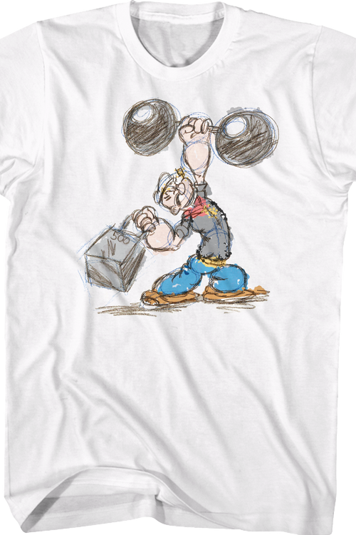 Weightlifting Sketch Popeye T-Shirt
