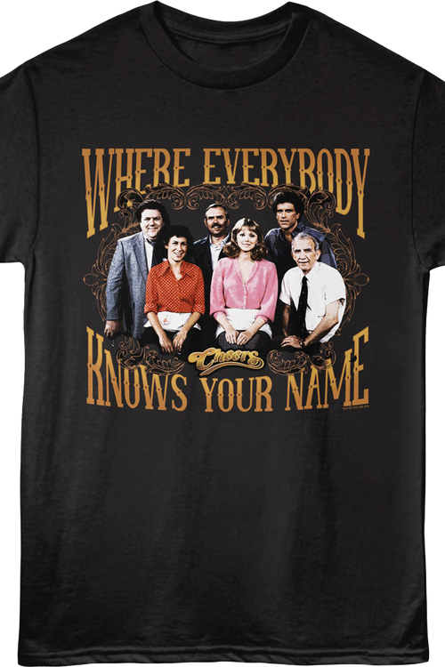Where Everybody Knows Your Name Original Cast Photo Cheers T-Shirt