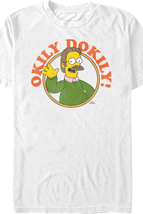 White Ned Flanders Okily Dokily Simpsons T-Shirt