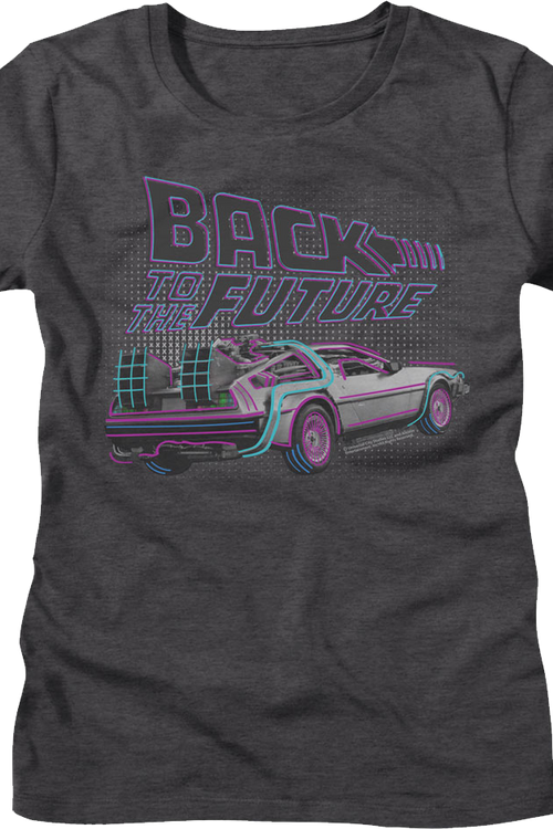 Womens DeLorean Neon Outline Back To The Future Shirt