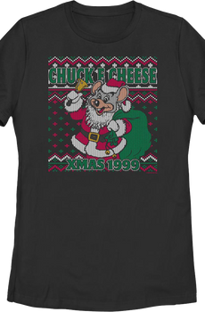 Womens Faux Ugly Xmas 1999 Sweater Chuck E. Cheese Shirt