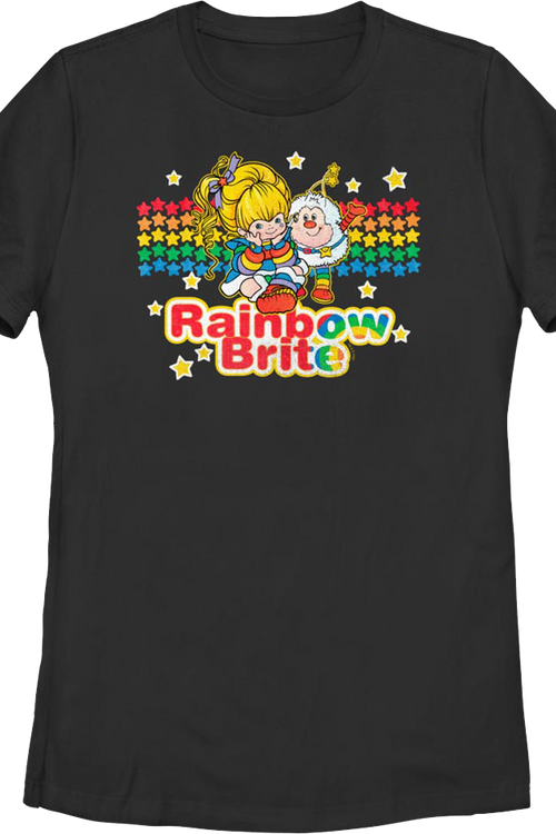 Womens Black Friends Forever Rainbow Brite Shirt