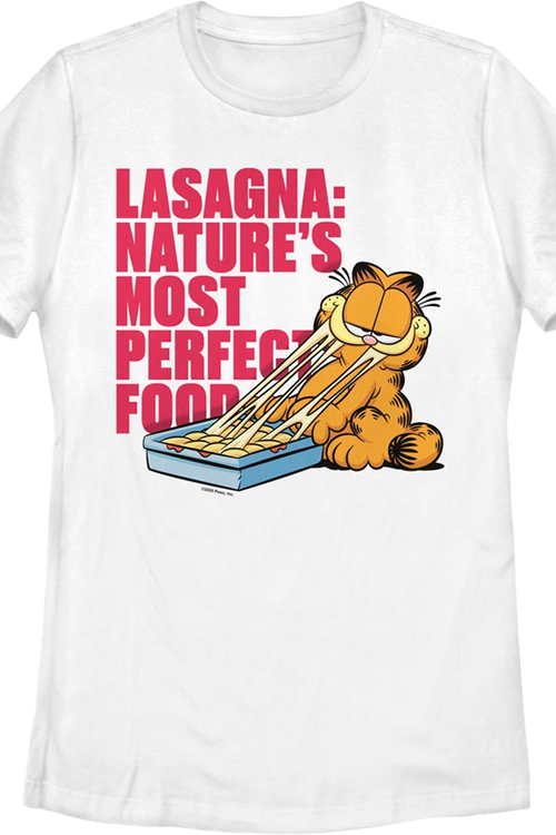 Womens Lasagna Nature's Most Perfect Food Garfield Shirt