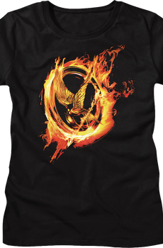 Womens Mockingjay Flames Hunger Games Shirt