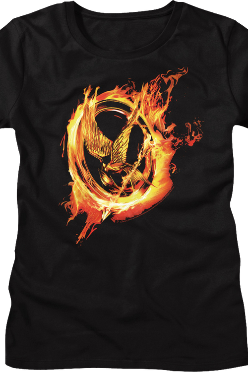 Womens Mockingjay Flames Hunger Games Shirt
