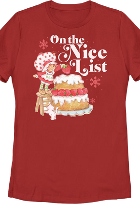 Womens On The Nice List Strawberry Shortcake Shirt