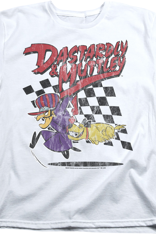 Womens Vintage White Dastardly & Muttley Wacky Races Shirt