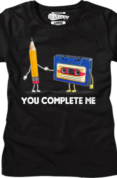 Womens You Complete Me Pencil & Cassette Shirt