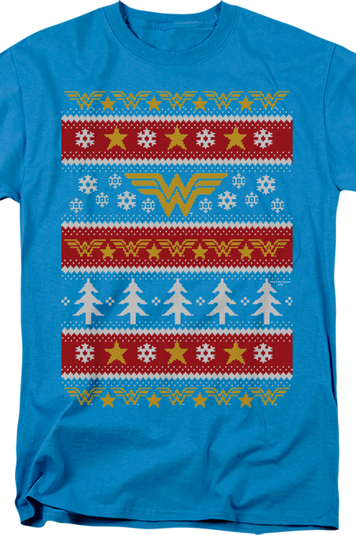 Wonder Woman Faux Ugly Christmas Sweater DC Comics T-Shirt