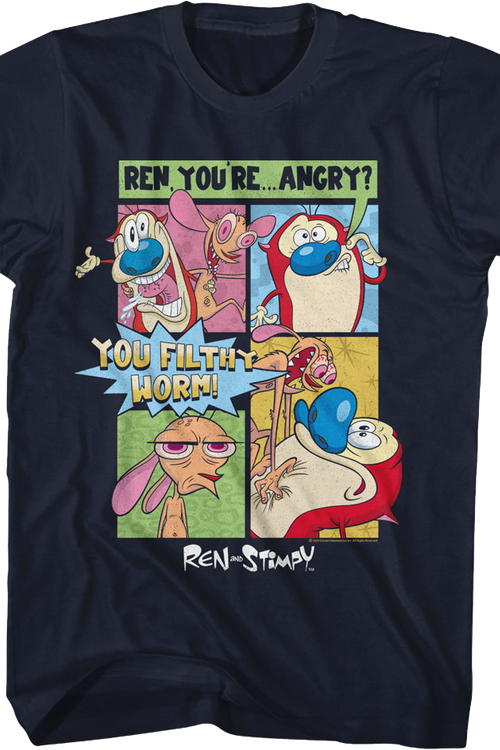 You Filthy Worm Ren And Stimpy T-Shirt