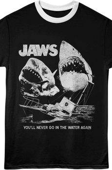 You'll Never Go In The Water Again Collage Jaws Ringer Shirt