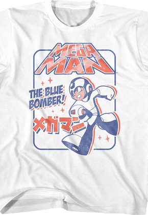 Youth Distressed Blue Bomber Mega Man Shirt