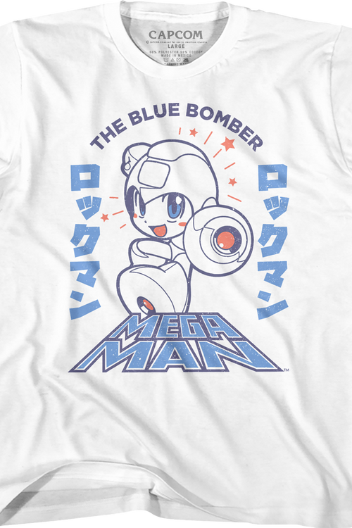 Youth Japanese Text Mega Man Shirt