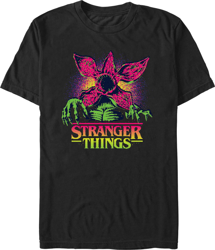 8-Bit Demogorgon & Logo Stranger Things T-Shirt