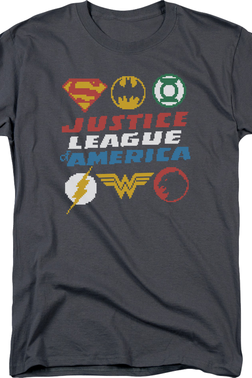 8-Bit Logos Justice League of America DC Comics T-Shirt