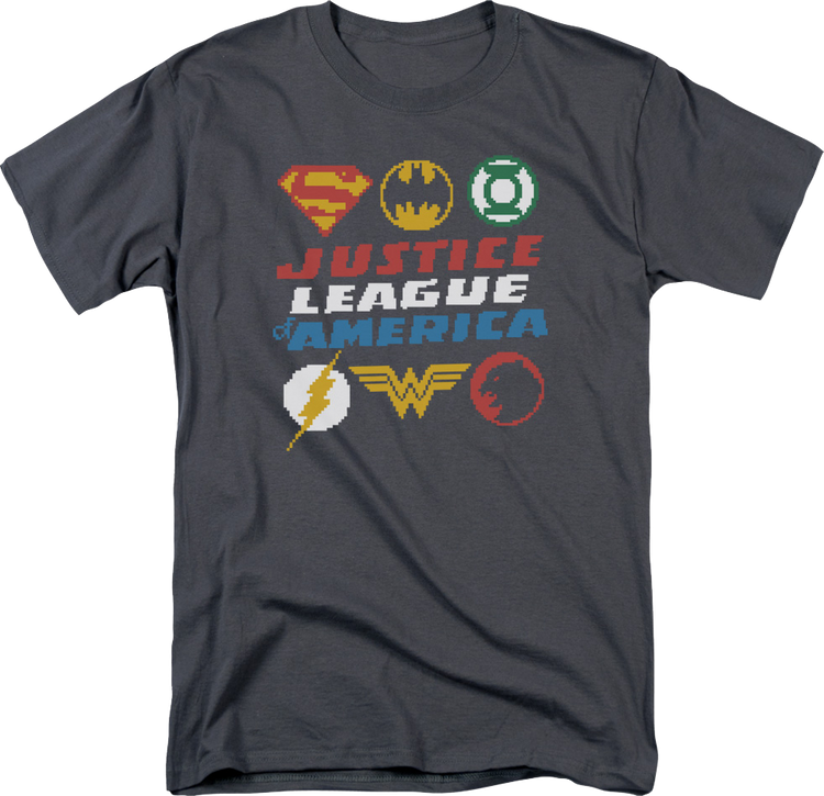 8-Bit Logos Justice League of America DC Comics T-Shirt