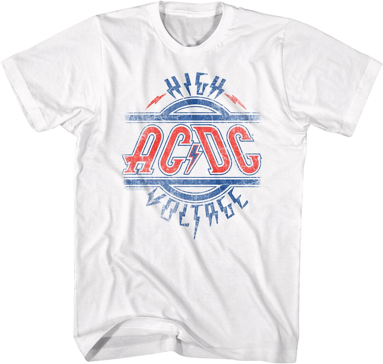 Red White And Blue High Voltage Logo ACDC T-Shirt