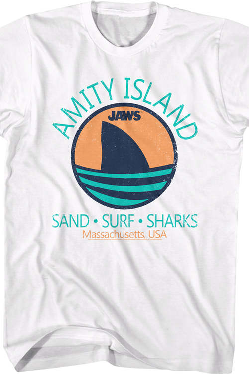 Amity Island Sand Surf Sharks Jaws T-Shirt