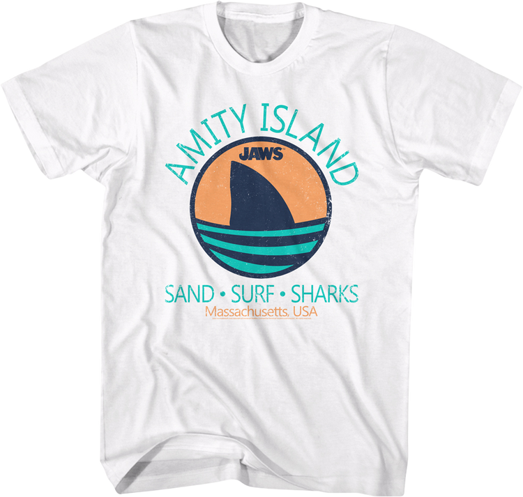 Amity Island Sand Surf Sharks Jaws T-Shirt