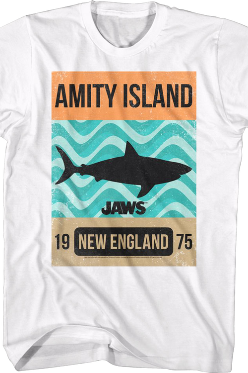 Amity Island Shark Waves Jaws T-Shirt