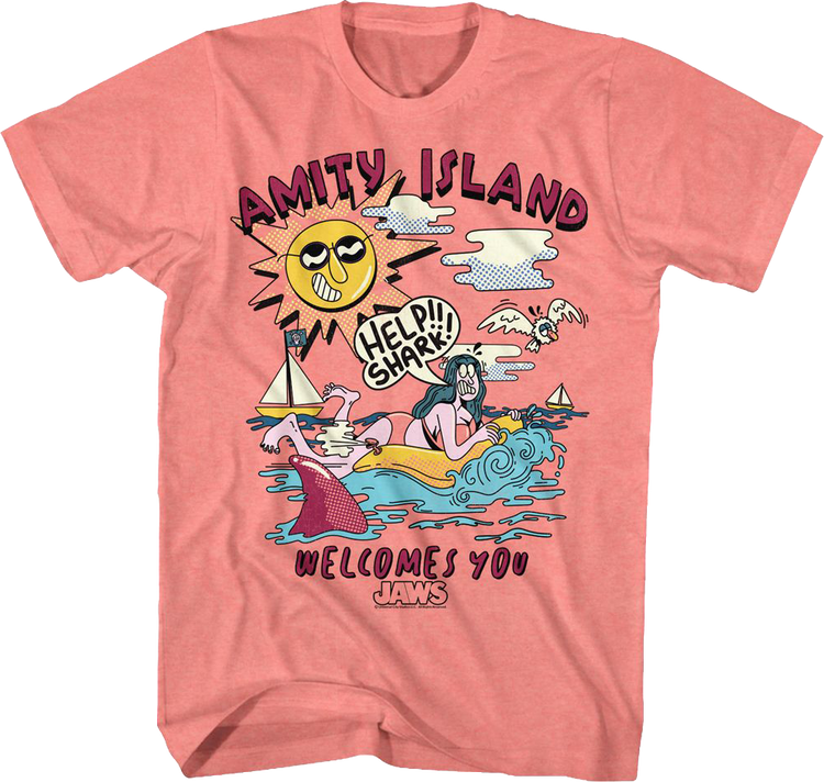 Amity Island Welcomes You Illustration Jaws T-Shirt