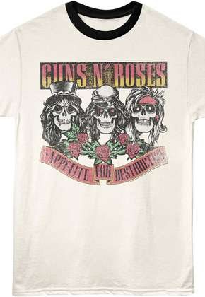 Appetite For Destruction Skulls & Banner Guns N' Roses Ringer Shirt