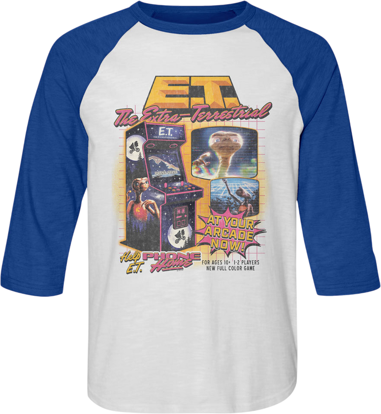 Arcade Game E.T. The Extra-Terrestrial Raglan Baseball Shirt