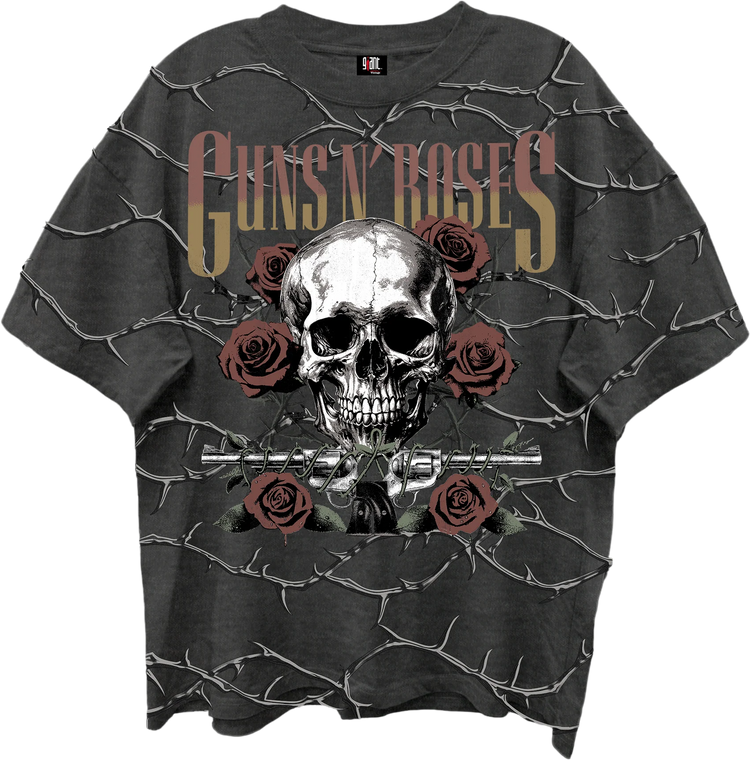 Front & Back Barbed Wire Guns N' Roses Oversized T-Shirt