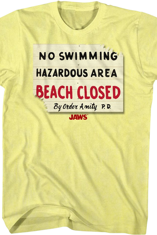Beach Closed Sign Jaws T-Shirt