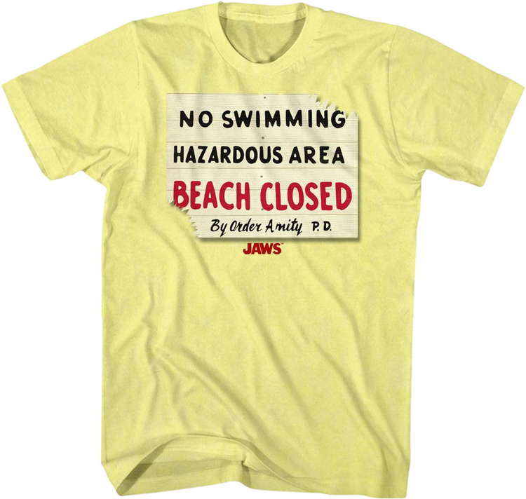 Beach Closed Sign Jaws T-Shirt