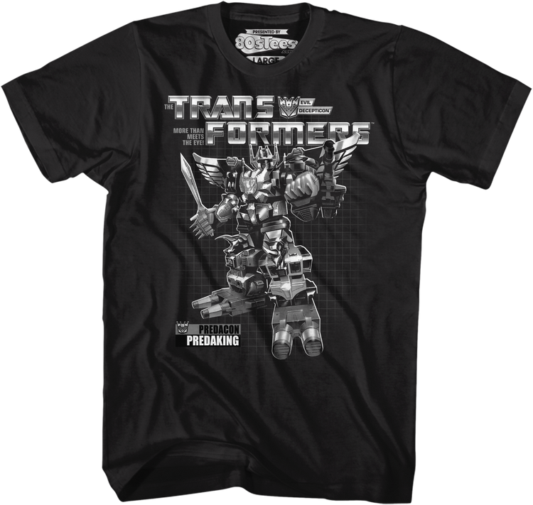 Black and White Box Art Predaking Transformers T-Shirt