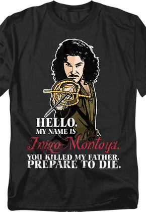 Black Inigo Montoya Illustration Princess Bride T-Shirt