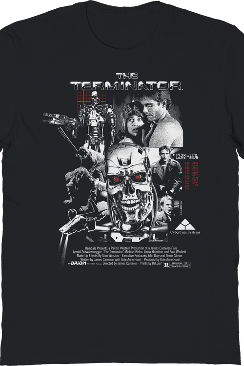 Black Vintage Collage Poster Terminator T-Shirt