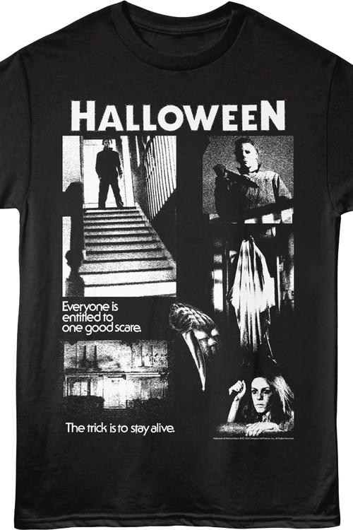 Black & White One Good Scare Collage Halloween T-Shirt