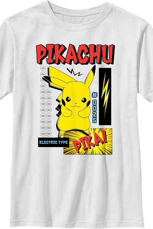 Boys Youth Pikachu Electric Type Pokemon Shirt