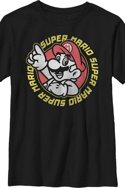 Boys Youth Super Mario Retro Circle Nintendo Shirt