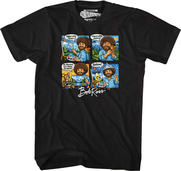 Four Squares Bob Ross T-Shirt