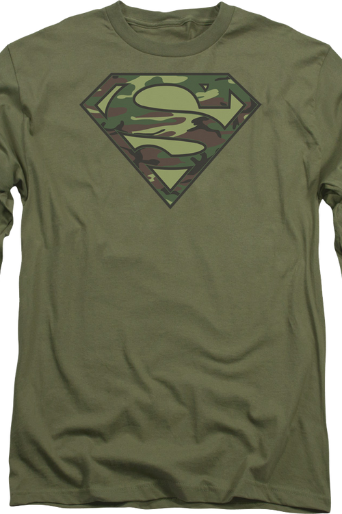 Camouflage Superman Logo DC Comics Long Sleeve Shirt